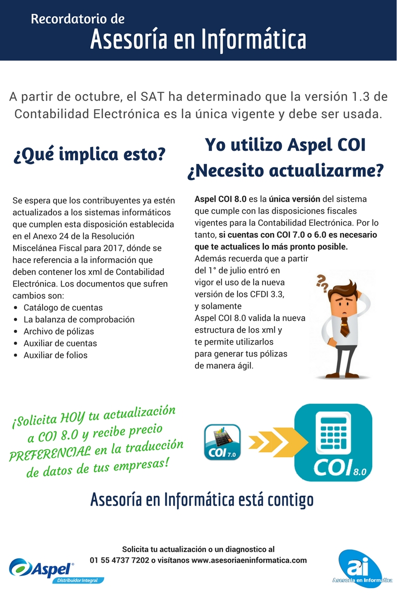 aspel coi 8.0 y contabilidad electronica 1.3