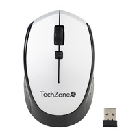 MOUSE - TECHZONE - TZ19MOU01-INAPL - OPTICO - INALAMBRICO - BATERIA AA - 1600 DPIS ERGONOMICO PLATA